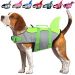 EMUST Dog Life Vests, Dog Floats for Swimming, Boat, Pool, Ripstop Dog Life Jacket with High Buoyancy and Lift Handle for Small and Medium Breeds, (M,Green)