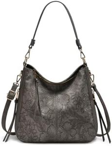 Realer Handbags for Women Hobo Bag Medium Ladies Crossbody Shoulder Bag Faux Leather,Grey