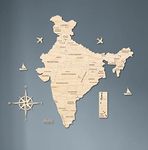 AD INFINITUM® 3D Wooden Map of India | Home Decor | Office Decor | A great gift for travelers | Wall decor State and Capital names with Borders (3x2 Feet, Beige Maple)