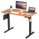 ERGOMAKER Electric Height Adjustable Standing Desk 110x60cm (43.3"x23.6"), Sit Stand Desk with Splicing Top for Home Office (Black Frame + Cherry Desktop)