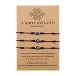 BOCHOI 3PCS Evil Eye Bracelet 7 Knots Lucky Ojo Turco Adjustable Bracelets Black String Kabbalah Protection Amulet for Women Men Girls Boys Family Couple Best friend