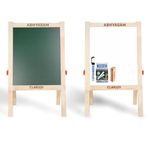 Clapjoy Abhyasam Wooden Whiteboard Double-Sided Easel Board - Black Board for Kids & White Board for Writing, with Dry Erase & Chalkboard Accessories for Fun Learning & Creativity