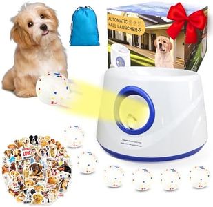 Wortade Automatic Ball Launcher for Dogs, Dog Ball Thrower with 19-32-45Ft Distance, Rechargeable Automatic Launcher with 6 Balls (2.2"), Dog Ball Launcher for Small & Medium Blue