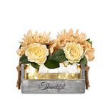 Mason Jar Centerpiece with Flowers-Ã‚ Besuerte Rustic Centerpieces for Tables with Decorative Flowers&Fairy LightsÃ‚ for Country Dining Table Centerpiece, Centerpieces for Living Room