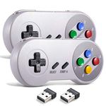 miadore Wireless USB Controller for SNES Emulator, 2 Pack 2.4G USB Gamepad Joystick SNES Game Controller for Windows PC Mac and Retropie