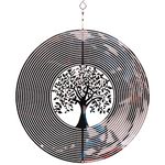 SPRING SONG Wind Spinner 3D Stainless Steel Indoor Outdoor 10" Mirrored Stainless Steel Tree of Life Decoration Crafts Ornaments Kinetic Yard Art, Hanging Wind Spinners Decor Gifts