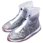 Rain Sneaker Covers with Non-Slip Soles, Stay Dry and Slip-free Water proof | Reusable Plastic Shoe Covers Protect from Rain & Mud | Protector Biking & Camping Sneakerheads (Small | 6-7)