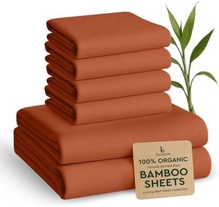 BAMPURE 6 Pcs Queen Sheet Set - 100% Pure Viscose derived from Bamboo Sheets Queen Size - Super Soft Queen Cooling Sheets for Hot Sleepers - Up to 16’’ Deep Pocket Queen Sheets (Terracota)