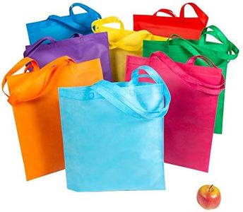 Fun Express Large Reusable Tote Bag Bulk 50 Pack - Heavy Duty Grocery Shopping Bags with Handles for Party Favors, Gift Bags, Craft Projects | Sturdy Non-Woven Polyester Totes for Kids & Adults