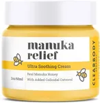 Clearbody Manuka Honey Eczema Cream – Organic Eczema Honey & Collodial Oatmeal Moisturizer for Soothing, eczema, Dry & Itchy Skin – Face & Body Eczema Lotion - Plant-Based Formula (2oz)