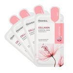 MEDIHEAL Collagen Essential Sheet Mask (4 Sheet) Firming & Hydrating Korean Face Mask | 98% Vegan, Collagen, 7 Peptides & Hyaluronic Acid | Improves Elasticity, Reduces Fine Lines, Wrinkle, Skin Tightening Facial Mask