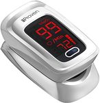 [New Version] iProven Pulse Oximeter Fingertip - Oxygen Saturation Monitor - with Heart Rate Detection - incl. Batteries, Case and Lanyard - iProven OXI-27 White