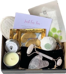 Pangolin House Wellness Pack Gift Set Gua Sha, Collagen Eye mask, Scented candle, loofah & Bathbomb Well-being and Relaxation