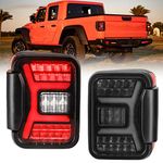 LED Tail Lights Assembly for 2019 2020 2021 JEEP Gladiator JT, NIXON OFFROAD Gladiator Taillights w/ 4D Clear Lens Running Lamps, Brake and Reverse Lights, Sequential Turn Signal Rear Lights (Smoked Black Lense)