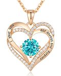 CDE Forever Love Heart Pendant Necklaces for Women 925 Sterling Silver with Birthstone Zirconia, Anniversary Birthday Christmas Gifts for Wife, Jewelry Gift for Women Mom Girlfriend Girls Her (Rose Gold-12-December)