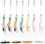 11PCS Luminous Shrimp Lure Set, GeeRic 7cm Lifelike Fishing Soft Silicone Lures Kit Lures Fishing Bait with Hooks Beads Sequin Fishing Tackles for Freshwater Saltwater Bass Trout Catfish Salmon