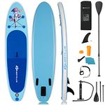 Goplus Inflatable Stand Up Paddle Board, 10FT/10.5FT/11FT SUP with Accessory Pack, Adjustable Paddle, Carry Bag, Bottom Fin, Hand Pump, Leash and Repair Kit (Light Blue, 10 FT)