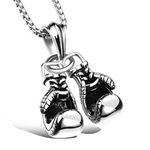 OutstandLong Men Punk Boxing Gloves Chain Necklace Silver Sport Stainless Steel Pendant for Anniversary Birthday Jewelry