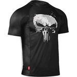 Hayabusa Mens Marvel Hero Elite Short Sleeve Jiu Jitsu Rash Guard - The Punisher, Large