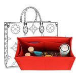 D.DUO Bag Purse Organizer With Zipper, Tote Organizer Insert For LV ONTHEGO (Red, L,(14.5x6.7x7.8))