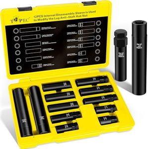 Topec 12PCS Spline Lug Nut Socket Set, Master Lug Nut Key Set of 5, 6, 7, 12 Spline, Wheel Lock Removal Kit for Spike and Hex Lug Nuts, Universal Locking Lug Nut Removal Tool