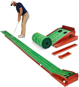 Perfect Practice XL 2-Hole Golf Putting Mat with Ball Return - 15.5ft Portable Practice Putting Green - Training Aid for Indoor, Outdoor Golf Practice at Home, Office, Backyard - Golfing Gifts for Men