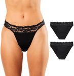 Bambody Absorbent Bikini: Lace Hip Period Panties | Women's Protective Underwear - 2 Pack: Black - Size 5