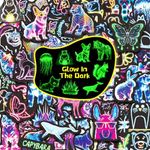 Neon Water Bottle Stickers for Kids Glow in The Dark, 63 PCS Vinyl Waterproof Stickers Pack for Laptop Skateboard Phone Case, Cute Neon Animals Decals for Teens