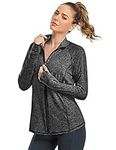 Zamowoty Women's Athletic Jackets, Womens Long Sleeve Shirts Lightweight Full Zip Workout Track Running Jackets Black Medium