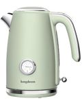 1500W Stainless Steel Electric Tea Kettle, Longdeem Retro 1.7L Hot Water Boiler with Automatic Shut-Off, Boil-Dry Protection, Non-BPA, Fast Boiling for Water, Green