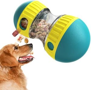 Dog Interactive Toys Puppy Toy Adjustable Treat Dispensing Enrichment Dog Puzzle Toy Food Puzzles Ball for Mental Stimulation Boredom Buster, suitable for Large, Medium, and Small Dogs. (Green+Yellow)