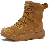 MAGNUM Men's Blackhawk 8 Inch Waterproof Tactical Boots, Breathable Mesh and Leather Side Zip Military Combat Work Boots, Black or Brown, Tan/Tan, 11