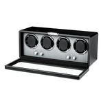 Mcbazel Rectangular Automatic Watch Winder Box Made of PU Leather for 4 Watches, Ultra-Silent Motor with 4 Dials, LED Light Indicator, 4 Rotation Modes, Black