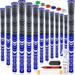 SAPLIZE Golf Grips 13 Piece with Complete Regripping Kit, Standard Size, Cord Rubber, Hybrid Golf Club Grips, Blue