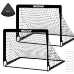 Kide Soccer Nets for Backyard, 2 of 4' x 3' Pop Up Soccer Net, Portable Soccer Net for Kids 1-15.（Black）