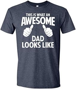 This is What an Awesome Dad Looks Like, Funny Joke T Shirt for Men, Humor T-Shirt Tee Gifts for Daddy, Dad - Heather Navy, Large