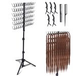 Mydio 120 Peg Braiding Hair Rack Adjustable Hair Extension Holder Hair Separator Stand Hair Divider Rack Hair Stand for Braiding Hair 2-side Hair Braiding Display Holder with Hair Braiding Tools