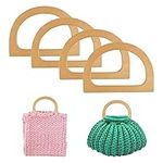 4 Pcs Wooden Purse Handles for Handbags, D-Shape Purse Handles for Bag Making, Suitable for Crochet Bags, Wooden Purse, Beach Bag, Replace Handle Accessories