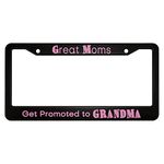 oFloral Great Moms Get Promoted to Grandma Aluminum Alloy License Plate Frame Pink Black Color Applicable to US Standard Car Metal Car Tag Frame Front License Plate Cover Holder for Women Men(1 Pack)