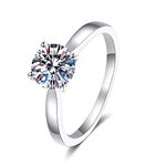 StarGems 0.5ct Moissanite 925 Silver Platinum Plated Classical Four Prong Ring B4507-1ct-H 1/2