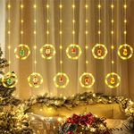 100 Leds Christmas Curtain Lights,Luxear Christmas Window Hanging Lights 8 Modes IP65 Waterproof with Ornament Toys,Novelty Christmas Light Window Decoration for Diwali Indoor Outdoor Decor,Warm White