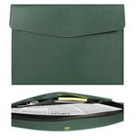 TESRAB Leather Document File Folder Premium Soft PU Leather A4 Size Envelope Folder Travel Portfolio Case File Storage Organizer with Inside Pockets,Green