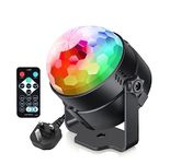 Disco Lights, 360° Rotation Sound Activated Disco Ball Party Lights with Remote Control - 3W RGB Dynamic Light Effect for Kids Birthday, Friends Gathering, Home Disco, Xmas (1)