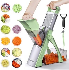 Jonscook All-in-1 Update Safe Mandoline Slicer for Kitchen, Food Chopper with Container, Thickness Adjustable Vegetable Chopper, Potato French Fry Cutter Tomato Apple Slicer Onion (Matcha Green)