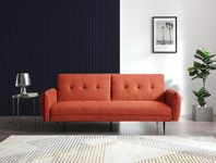 Kyoto Futons Erik Sofabed - Vibrant Orange, Themis Orange Soft Textured Weave, Eucalyptus & Plywood Frame