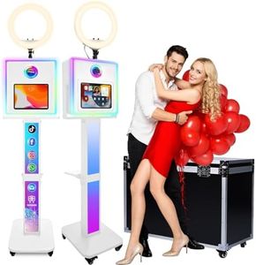 RDYMONKEY Photo Booth for All iPad and for Camera Dualuse Customized Logo Selfie Station Shell Stand APP Control RGB Ring Light Music Sync Light Box Photobooth Machine with Flight Case for Rental