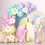 Pastel Balloon Arch Kit Pastel Party Decorations With Daisy Balloons,Pastel Balloons And Pastel Long Balloons Rainbow Balloons Arch Kit Baby Shower Balloon Arch For Birthday Gender Reveal Decoration