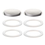 DITOSH 2 Pcs Filter with 4 Pcs Silicone Gasket Seals for 6 Cup Stovetop Espresso Coffee Maker Replacement Parts for Big Tummy & Straight Stainless Steel Moka Pot