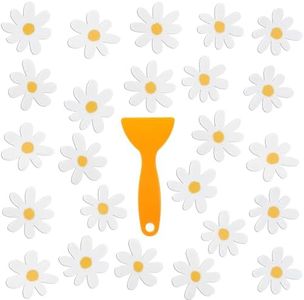 Chiisong 24 Pcs Flower Non Slip Bathtub Sticker Daisy Skidproof Shower Sticker Anti Slip Shower Decals Bathe Treads Adhesive Appliques Scraper Bright Flower Adhesive Decal for Bathroom Decor(White)