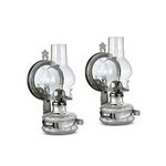 DNRVK 2 Pieces Large Wall Oil Lamp Vintage Glass Kerosene Lamp 7/8 Wick Decorative Wall Mounted Oil Lamps for Indoor Use Emergency Lighting Hurricane Lamp with Mirror Chamber Oil Lantern